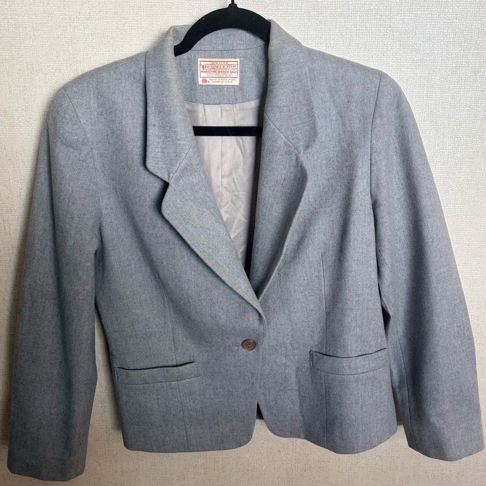 Vintage Pendleton Light Gray Women's Wool Blazer